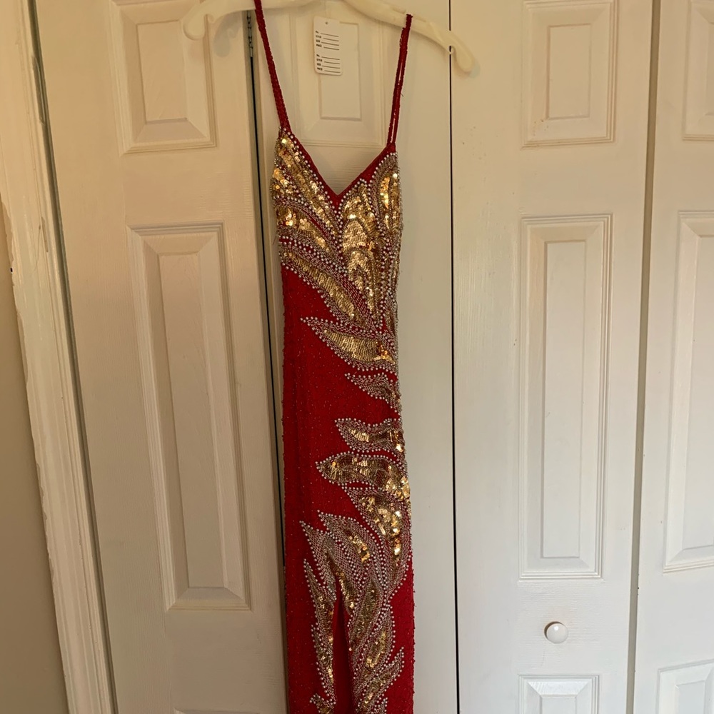 Sho Mac 100% Silk All Beaded Evening Gown/Dress